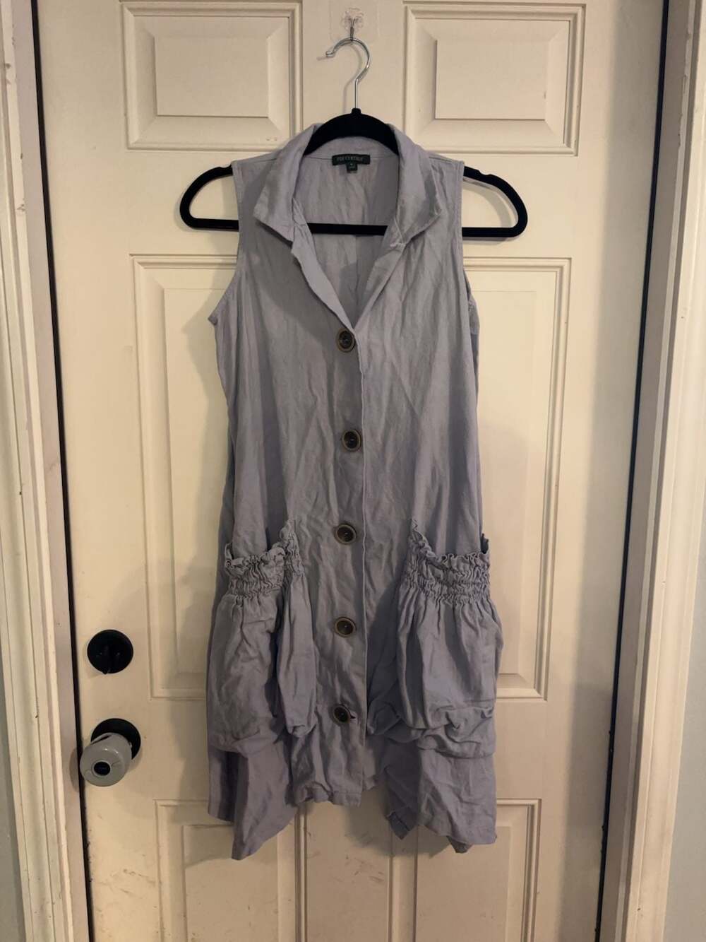 For Cynthia Sleeveless Linen Blend Button-Down Dress Size S